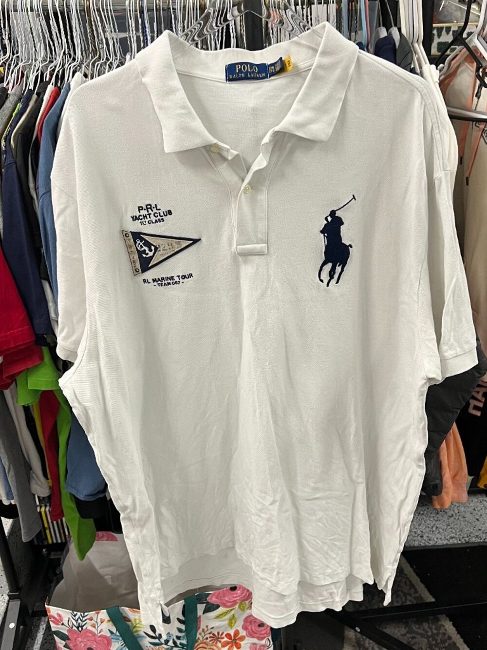 Polo Ralph Lauren Shirt Mens 2xb White Cotton Knit Golf * Yacht Club